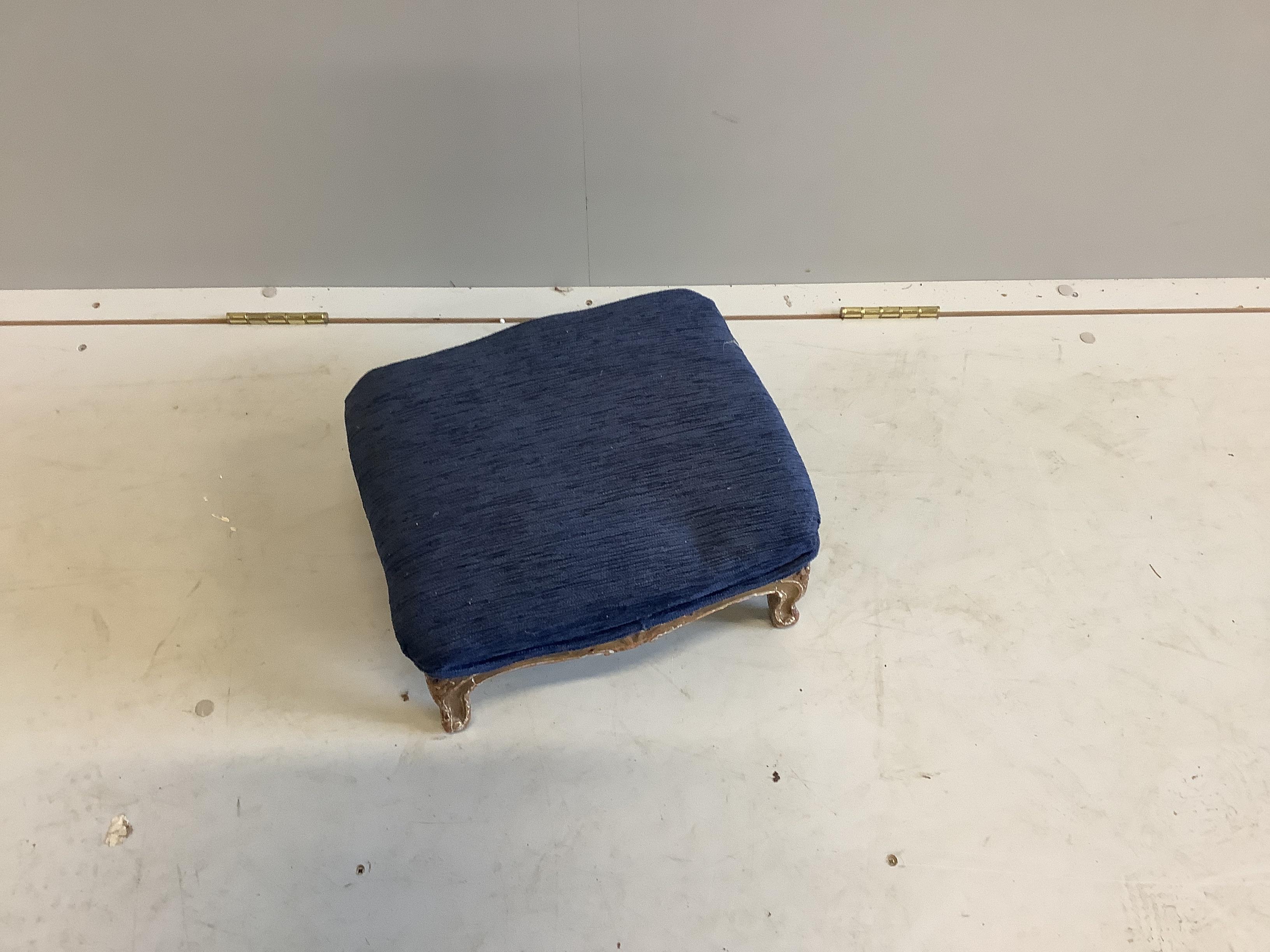 A Victorian giltwood footstool, width 35cm, depth 28cm, height 18cm